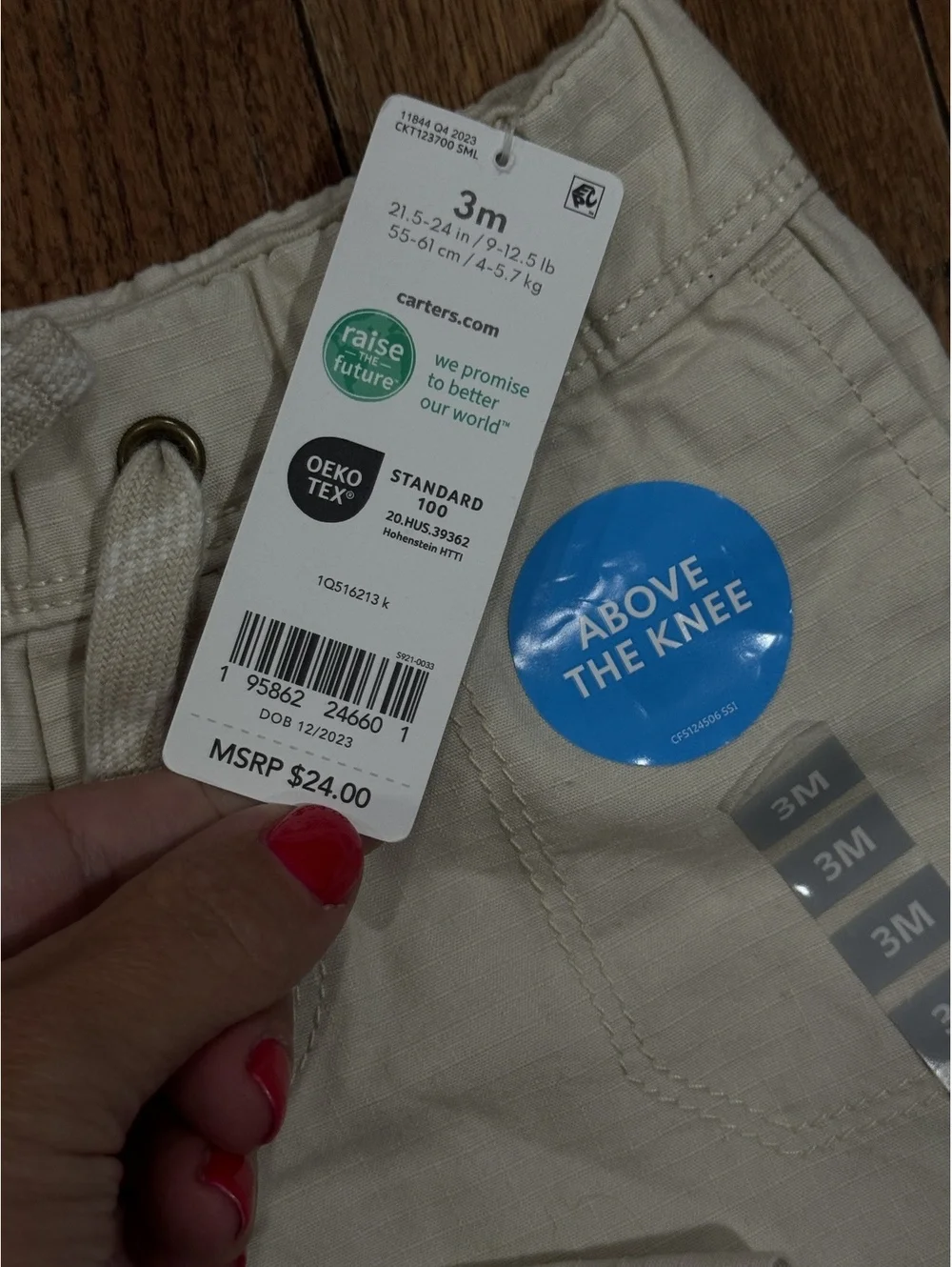 Carter's Baby Beige Above The Knee Shorts 3M